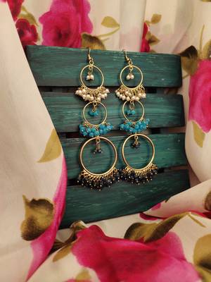 Blue White Beaded Earrings 2