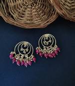 Red Gold Tone Beaded Earring