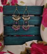Pink White Gold Tone Beaded Earring