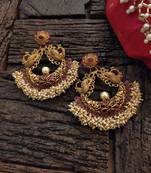 Red Gold Tone Temple Earrings