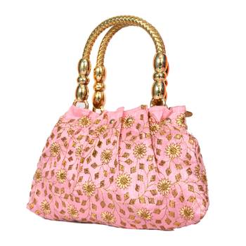 Silk Purse Hand Bag With Embroidery Work Multicolour For Women And Girls 2