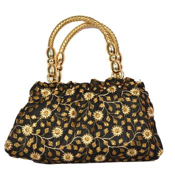 Silk Purse Hand Bag With Embroidery Work Multicolour For Women And Girls 1