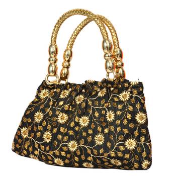 Silk Purse Hand Bag With Embroidery Work Multicolour For Women And Girls 2