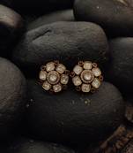 White Red Gold Tone Kundan Inspired Studs