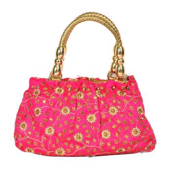 Silk Purse Hand Bag With Embroidery Work Multicolour For Women And Girls 1