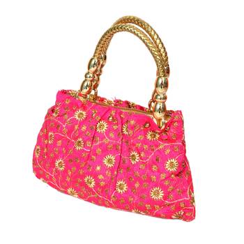 Silk Purse Hand Bag With Embroidery Work Multicolour For Women And Girls 2