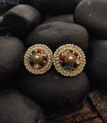 Navrattan Gold Tone Studs With Pearls