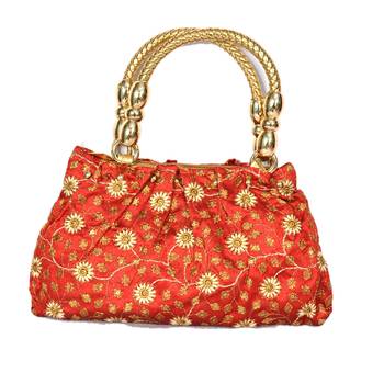 Silk Purse Hand Bag With Embroidery Work Multicolour For Women And Girls 1