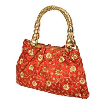 Silk Purse Hand Bag With Embroidery Work Multicolour For Women And Girls 2