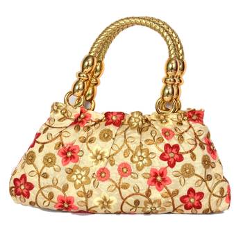 Silk Purse Hand Bag With Embroidery Work Multicolour For Women And Girls 1