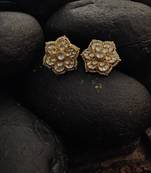 Gold Tone Kundan Inspired With Pearls Studs