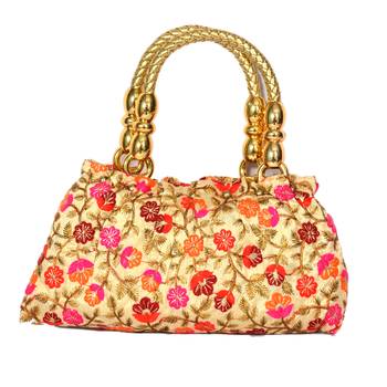 Silk Purse Hand Bag With Embroidery Work Multicolour For Women And Girls 1