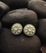 Turquoise Gold Tone Polki Studs