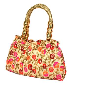 Silk Purse Hand Bag With Embroidery Work Multicolour For Women And Girls 2