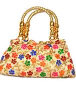 Silk Purse Hand Bag With Embroidery Work Multicolour For Women And Girls