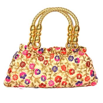 Silk Purse Hand Bag With Embroidery Work Multicolour For Women And Girls 1