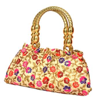 Silk Purse Hand Bag With Embroidery Work Multicolour For Women And Girls 2
