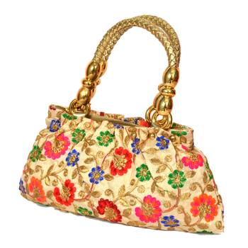 Silk Purse Hand Bag With Embroidery Work Multicolour For Women And Girls 2