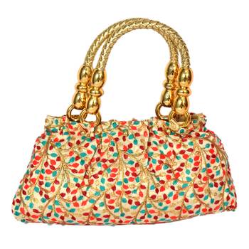 Silk Purse Hand Bag With Embroidery Work Multicolour For Women And Girls 1