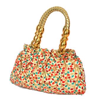 Silk Purse Hand Bag With Embroidery Work Multicolour For Women And Girls 2