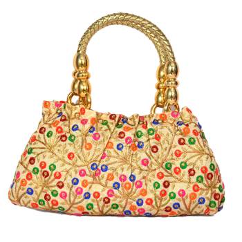 Silk Purse Hand Bag With Embroidery Work Multicolour For Women And Girls 1