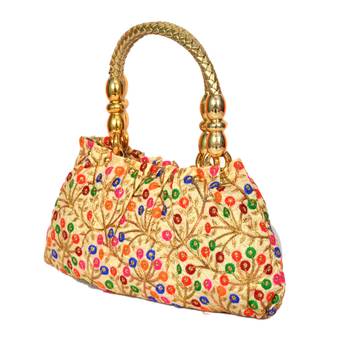 Silk Purse Hand Bag With Embroidery Work Multicolour For Women And Girls 2