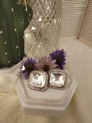 Victorian Silver Polki Studs 1