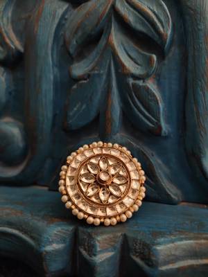 Gold Tone Polki Inspired Ring 1