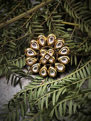 Gold Tone Kundan Inspired Ring 1