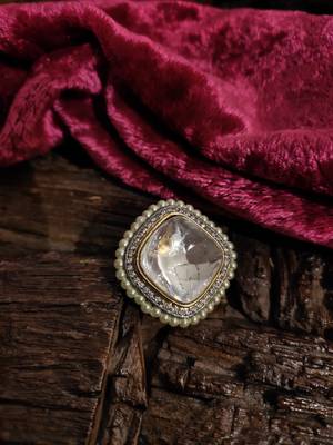 Silver Tone Polki Inspired Ring 1