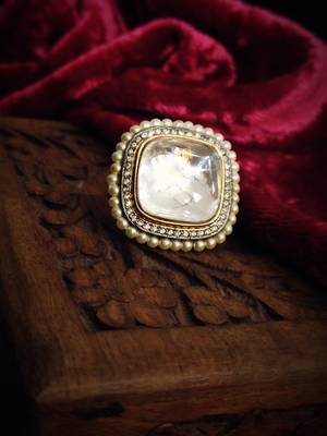 Silver Tone Polki Inspired Ring 2
