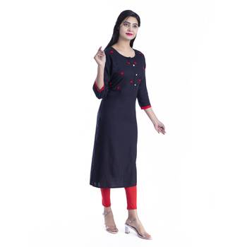 Black hand woven rayon kurtas-and-kurtis 1