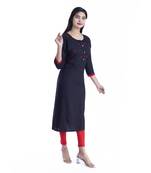 Black hand woven rayon kurtas-and-kurtis