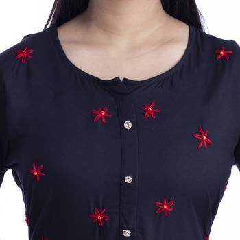 Black hand woven rayon kurtas-and-kurtis 2