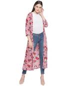 Pink printed Crepe womens jacket