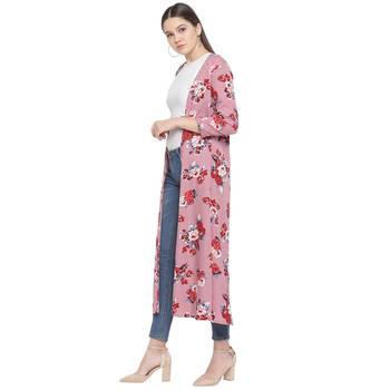 Pink printed Crepe womens jacket 2