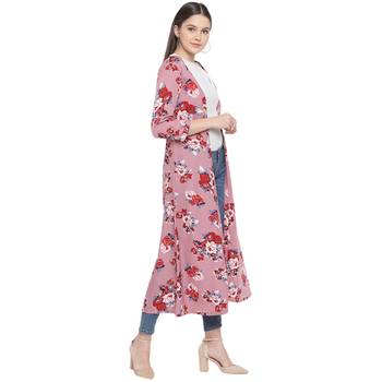 Pink printed Crepe womens jacket 3