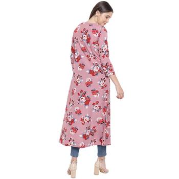 Pink printed Crepe womens jacket 4