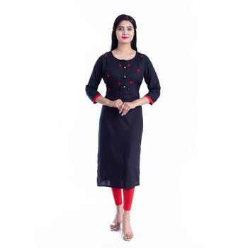 Black hand woven rayon kurtas-and-kurtis 3