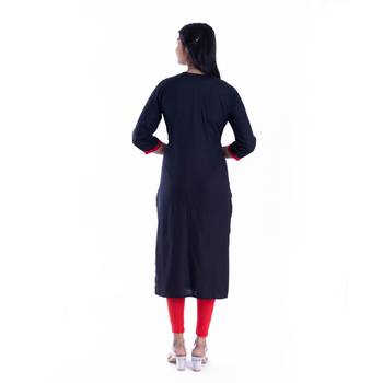 Black hand woven rayon kurtas-and-kurtis 4