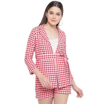 Red printed cotton jumpsuit 1