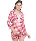 Red printed cotton jumpsuit