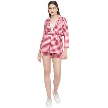 Red printed cotton jumpsuit 2