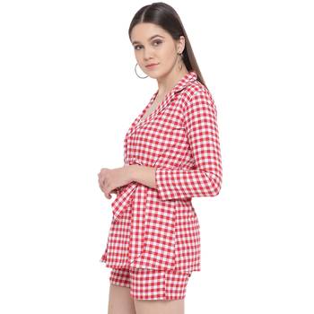 Red printed cotton jumpsuit 3