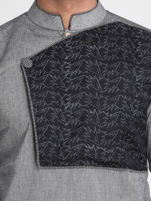 Grey Solid Cotton Men Kurtas 2