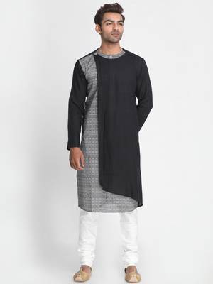 Black Printed Cotton Men Kurtas 1