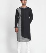 Black Printed Cotton Men Kurtas