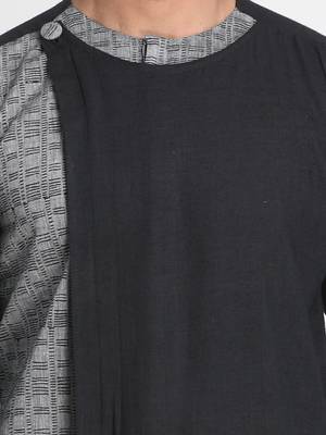 Black Printed Cotton Men Kurtas 2