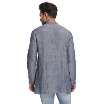 Grey Embroidered Linen Men Kurtas 3