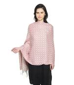Pink & Grey Viscose Rayon Woven Design Polka Dot Reversible Shawl